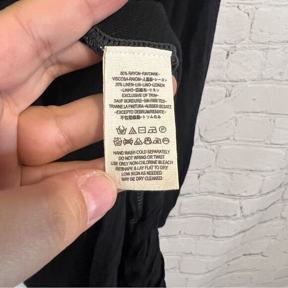 We The Free Free People Black Tie Oversized Blouse Size Small - Picture 6 of 7